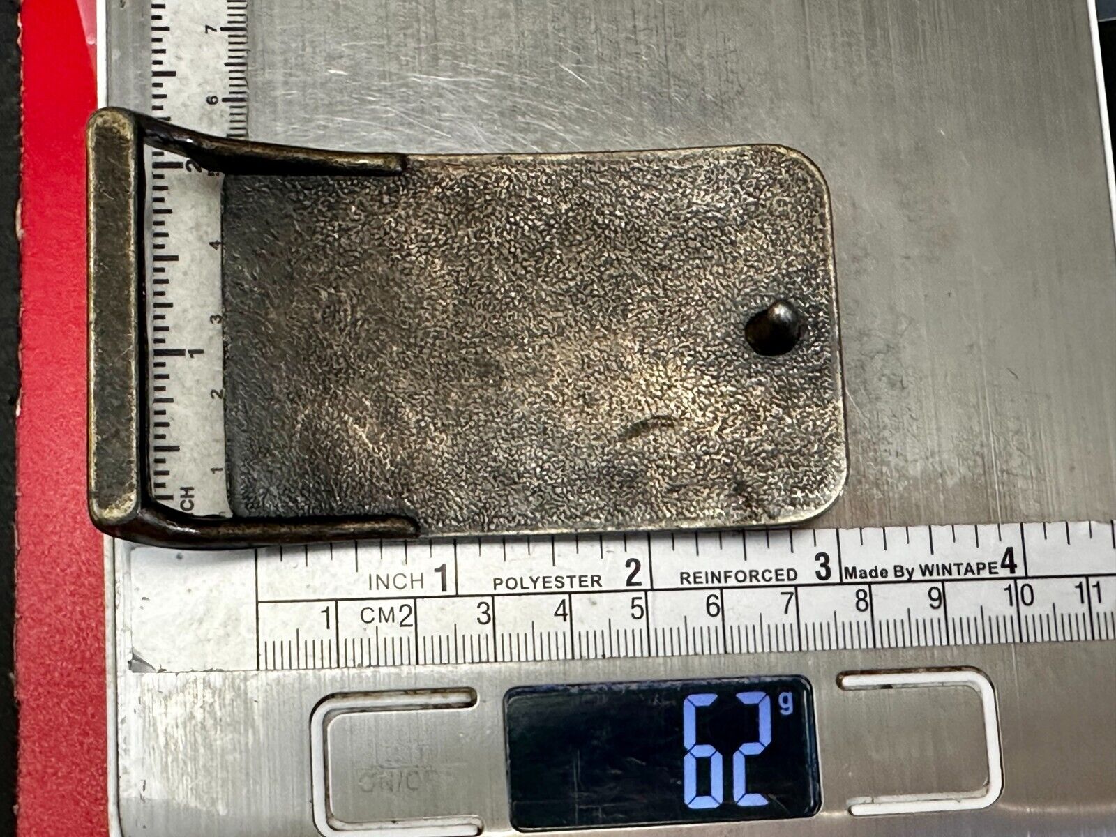 Ameralloy Steel Corporation Advertisement Leather on Metal Belt Buckle