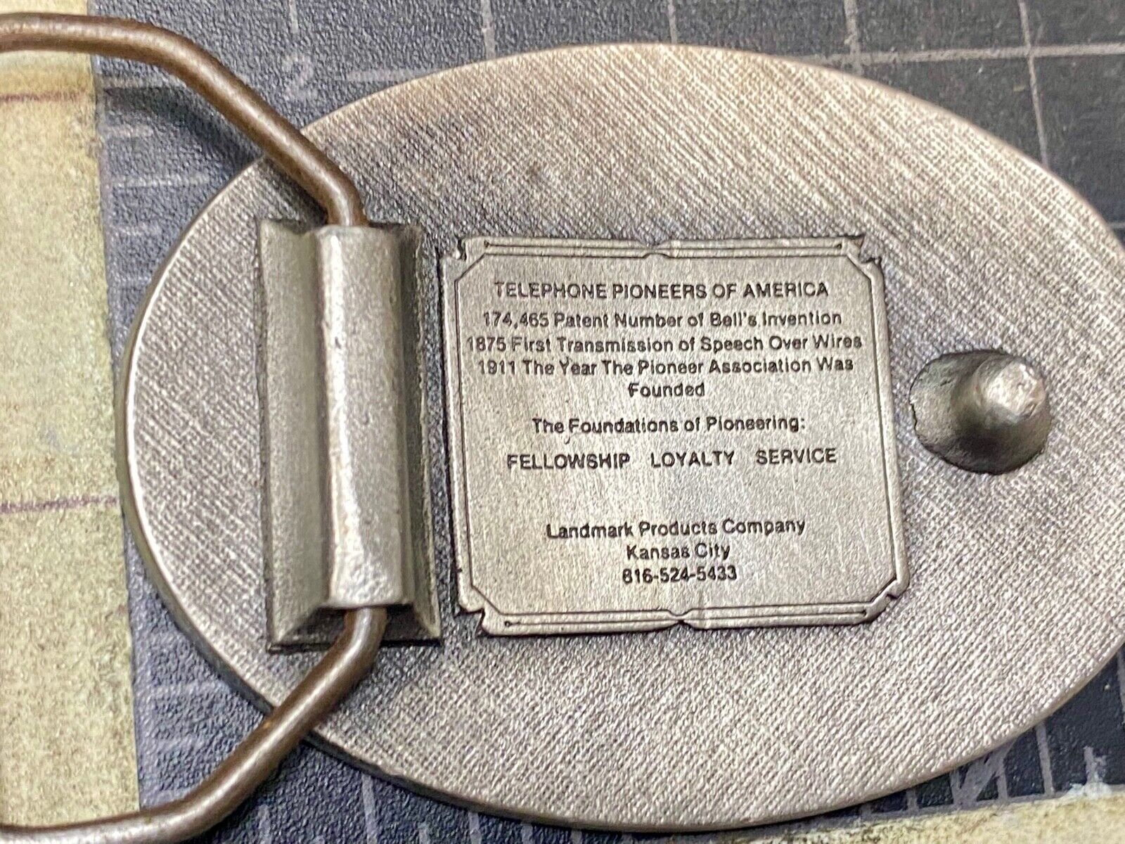 Telephone Pioneer of America Vtg. Telecommunications Commemorative Baron Buckle