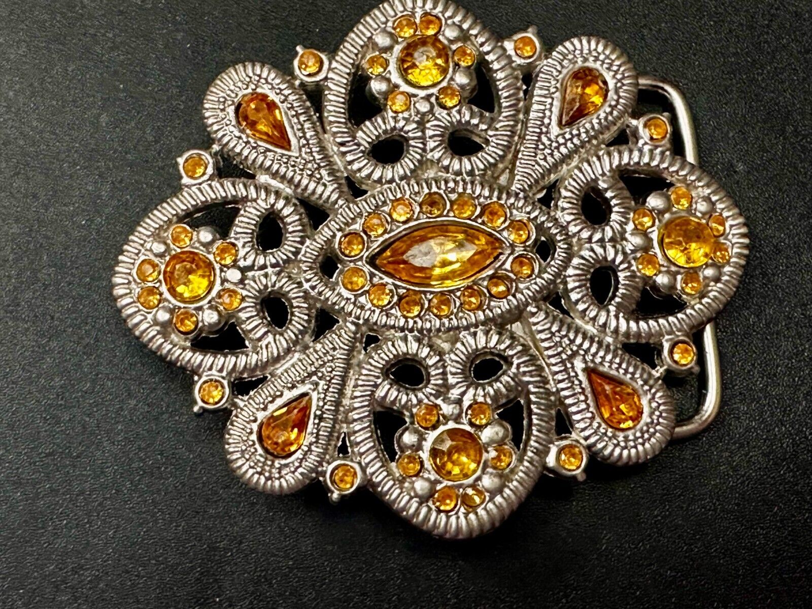 Victorian Style Yellow Rhinestone Jeweled Women's Ladies Fashion Belt Buckle
