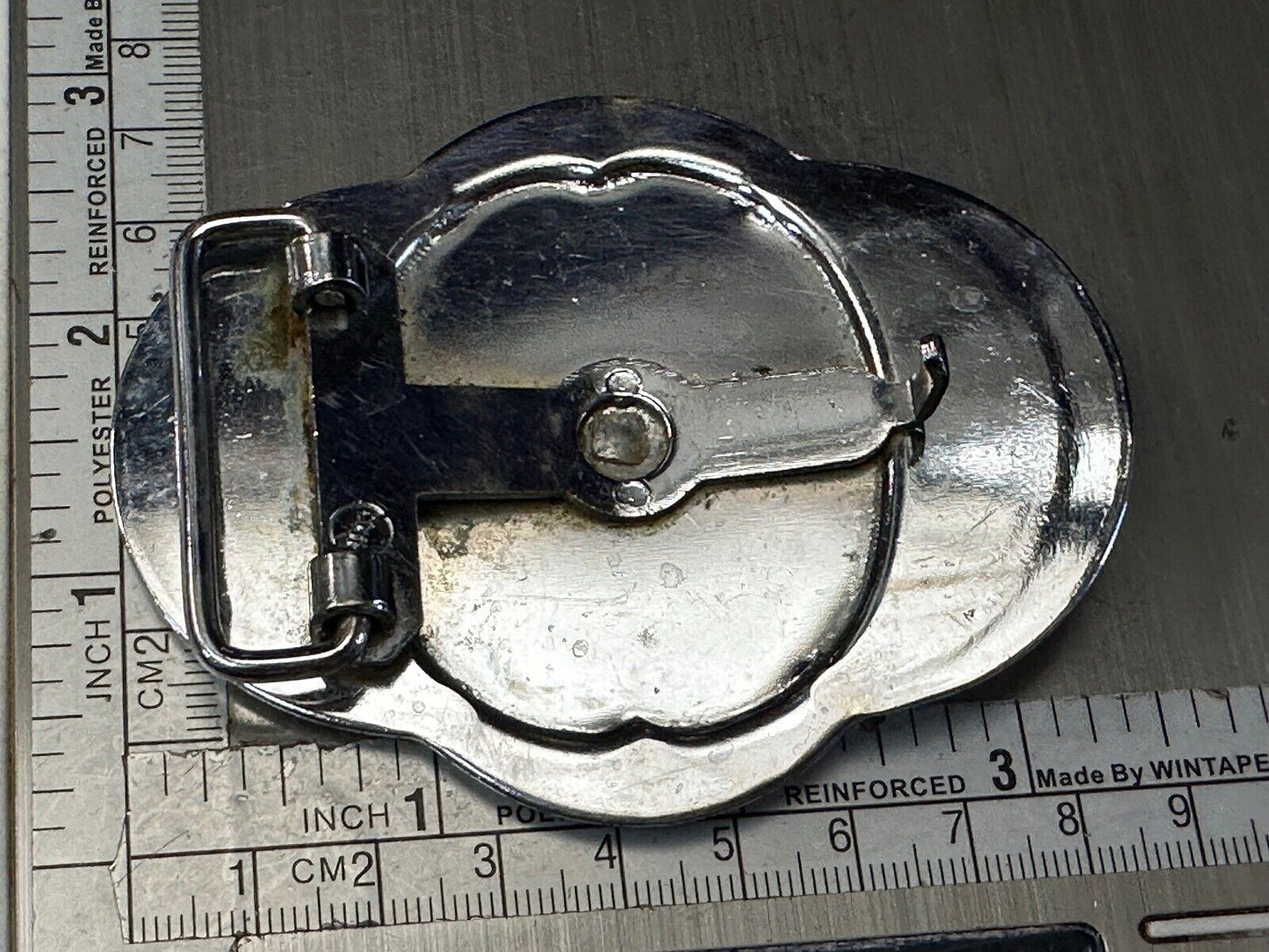 Vintage Horse Drawn Covered wagon on ornate western two tone belt buckle