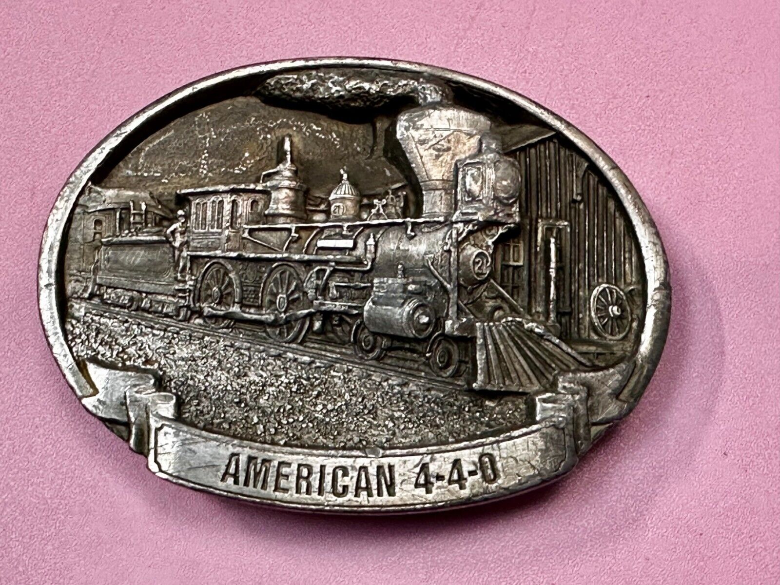 American 4-40 RailRoad Train Car Vintage 1987 Commemorative Belt Buckle C+J