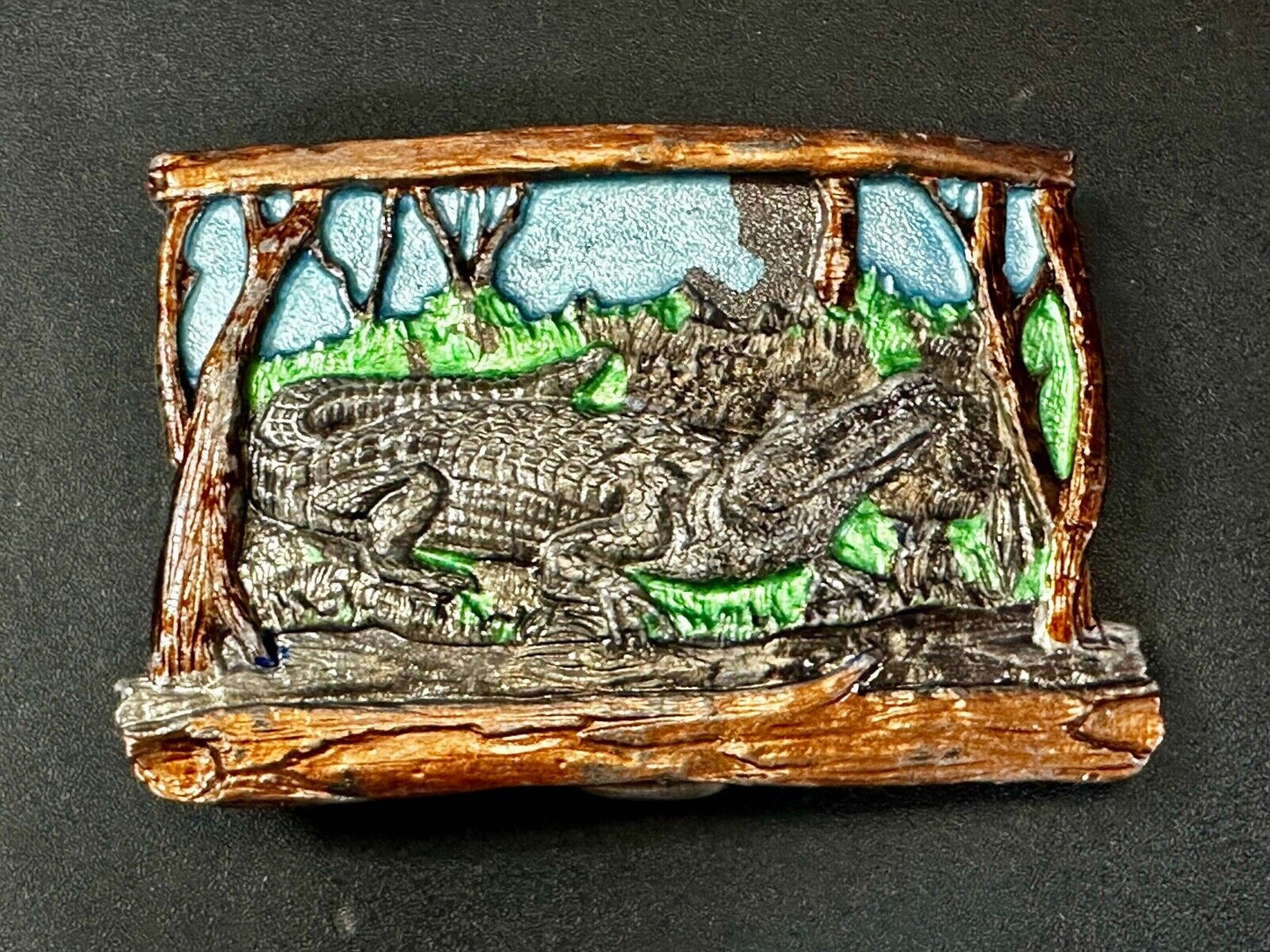 Alligator Crocodile Reptile Wildlife VTG 1988 Belt Buckle The Great American Co.