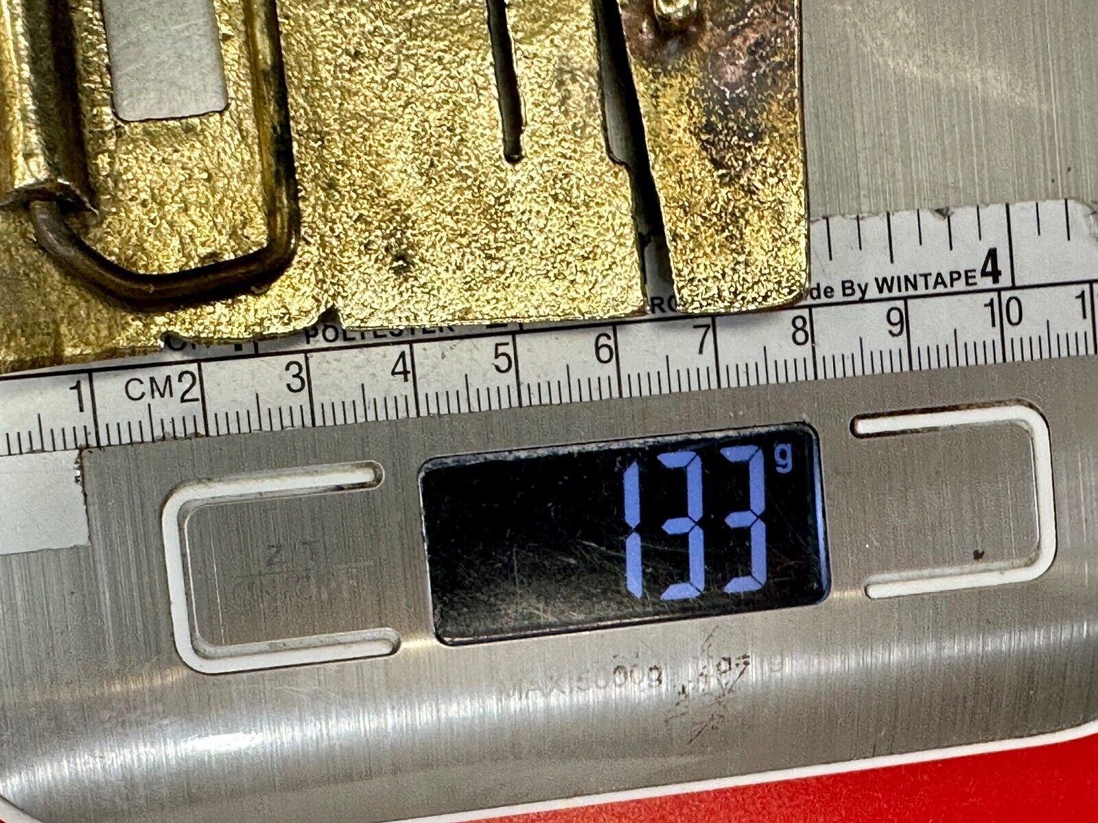Vince,  Cutout block letters solid brass Vintage belt buckle marked Taiwan ROC
