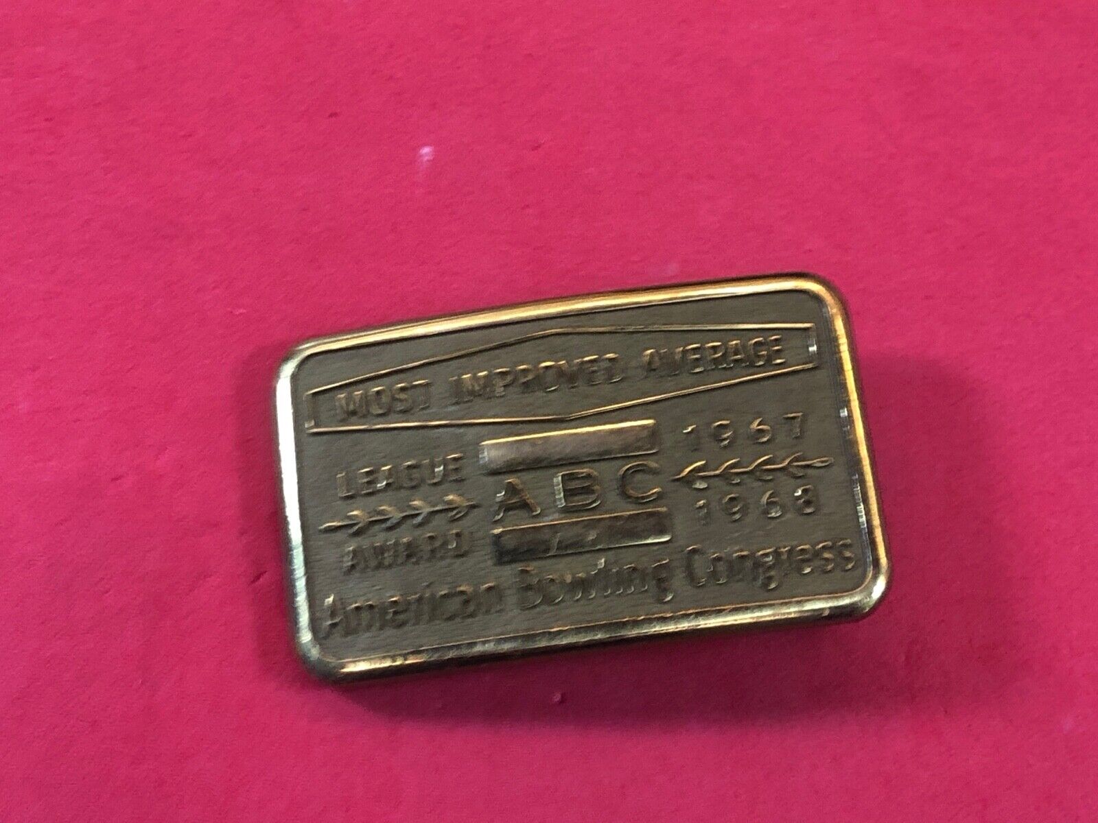 Vintage ABC  Most Improved Average  Bowling Award belt buckle 