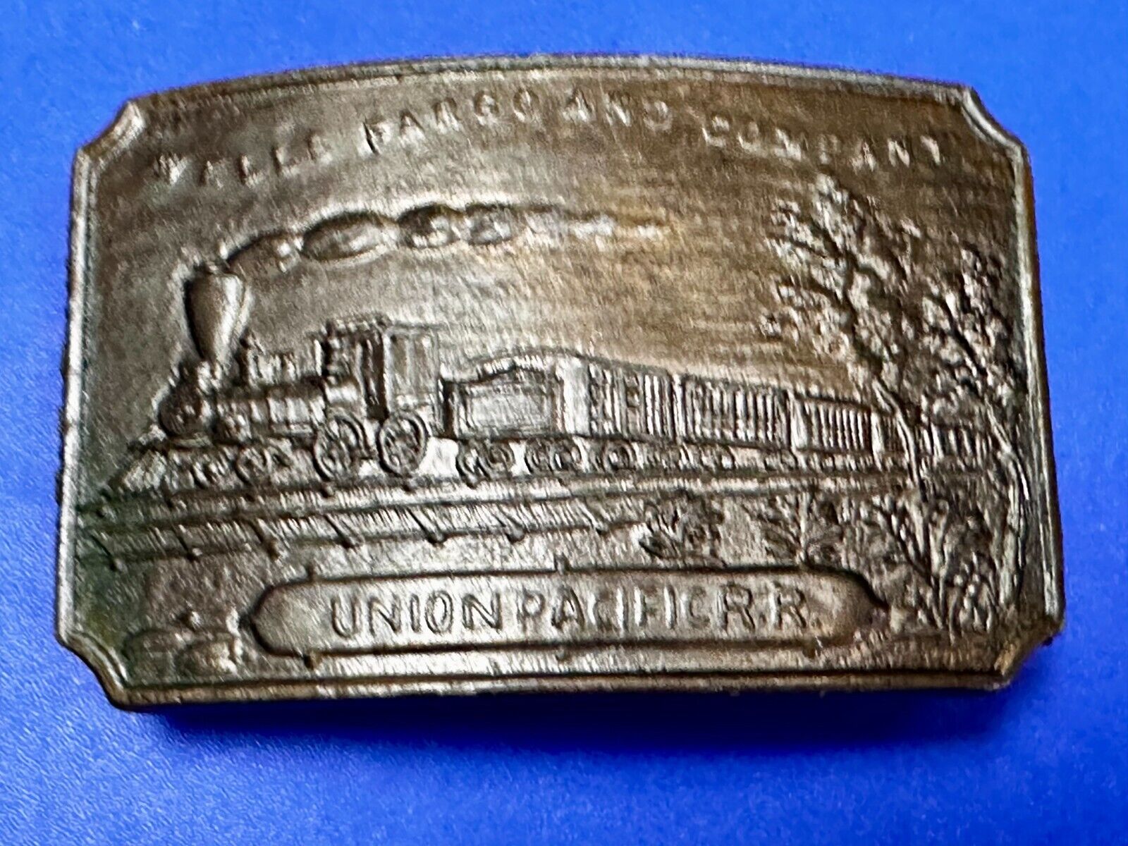 Union Pacific RR Wells Fargo & Co Train Steam Engine Locomotive Belt Buckle