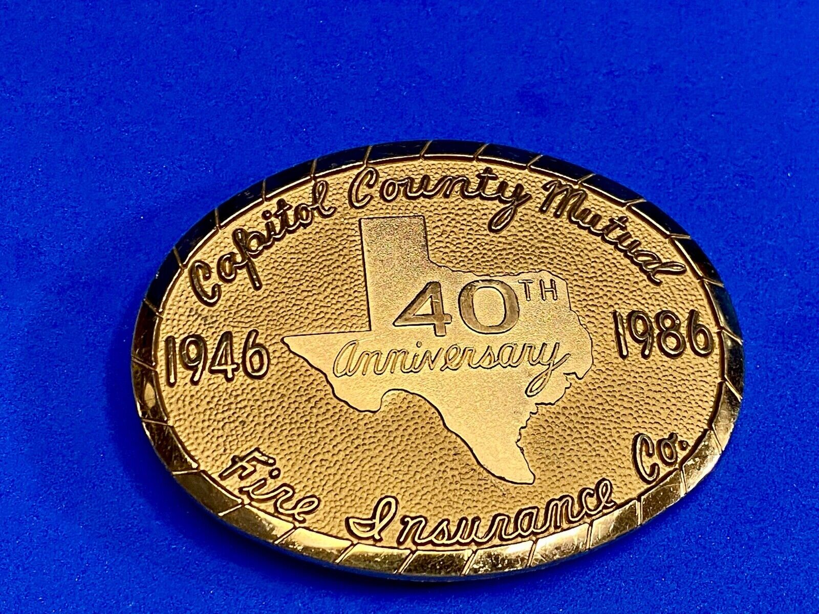 Vintage Capitol County Mutual Texas 40Th  Fire Insuriance Co Baliour Belt Buckle