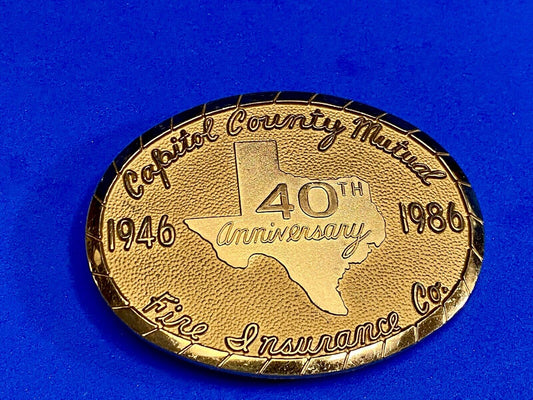 Vintage Capitol County Mutual Texas 40Th  Fire Insuriance Co Baliour Belt Buckle