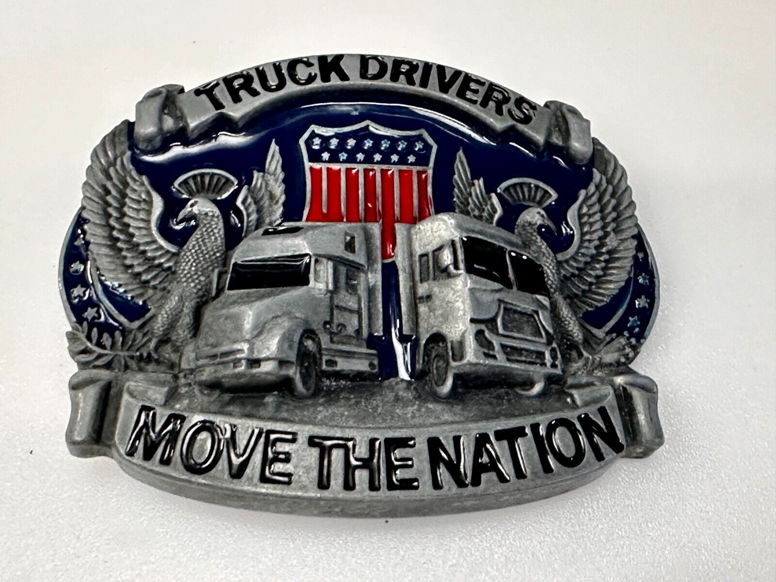 Truck Drivers Move The Nation 3-D Eagle American Trucker Commemorate Belt Buckle