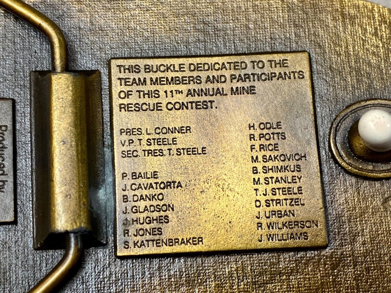 Vintage Illinois Mine Rescue, The land of Lincoln belt buckle  Stonebridge Press
