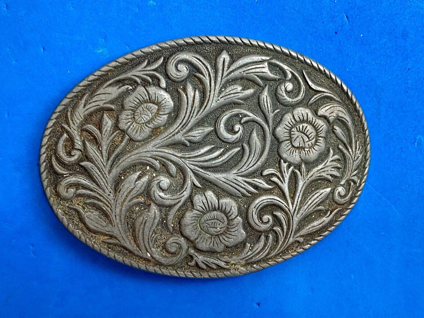4" WIDE WESTERN COWBOY DRESS FLOWER SWIRL BELT BUCKLE 