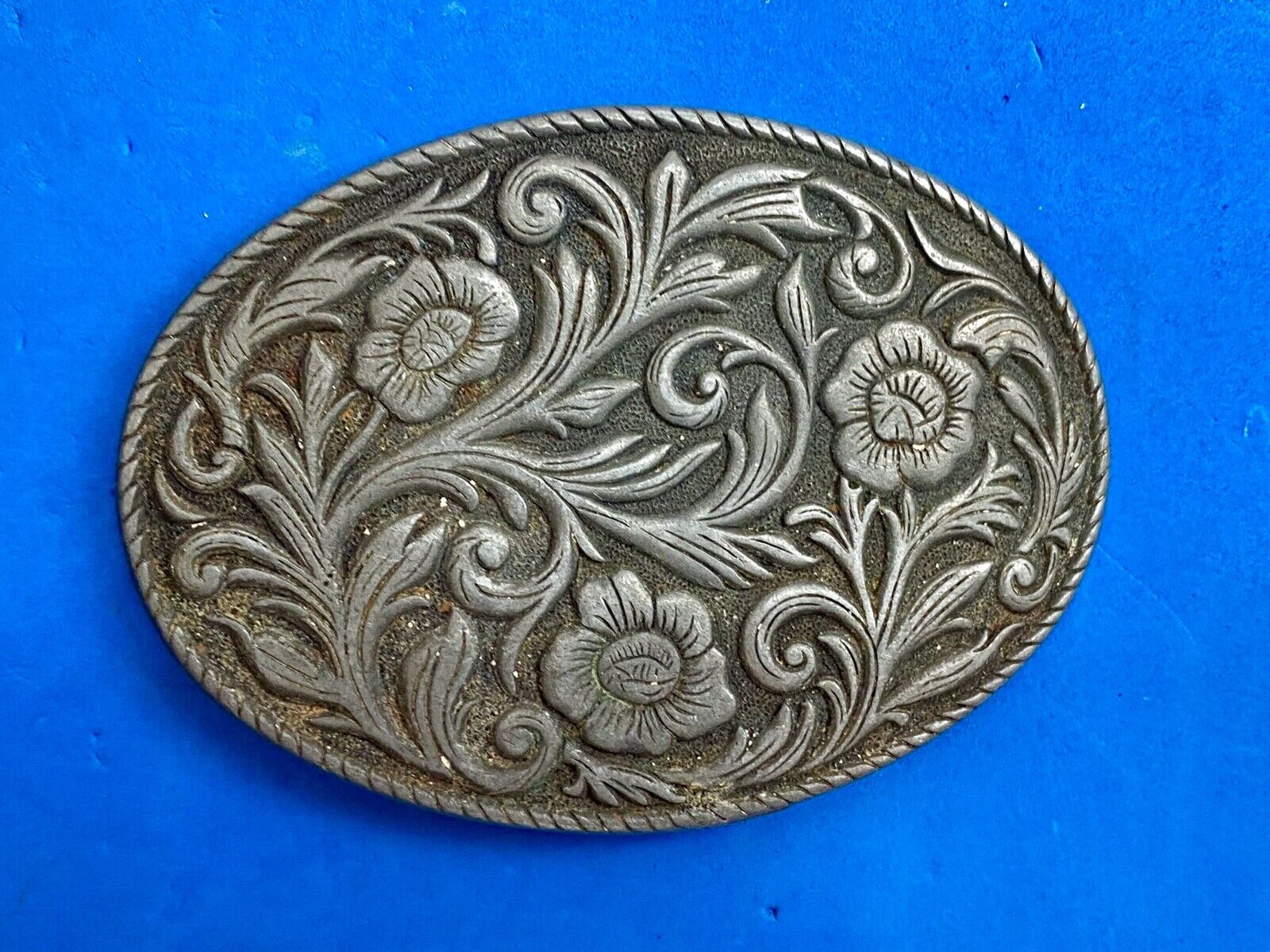 4" WIDE WESTERN COWBOY DRESS FLOWER SWIRL BELT BUCKLE 