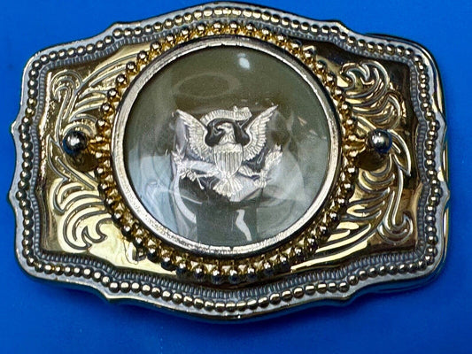 American Flying Bald Eagle USA Crest Multi Colored Western Belt Buckle