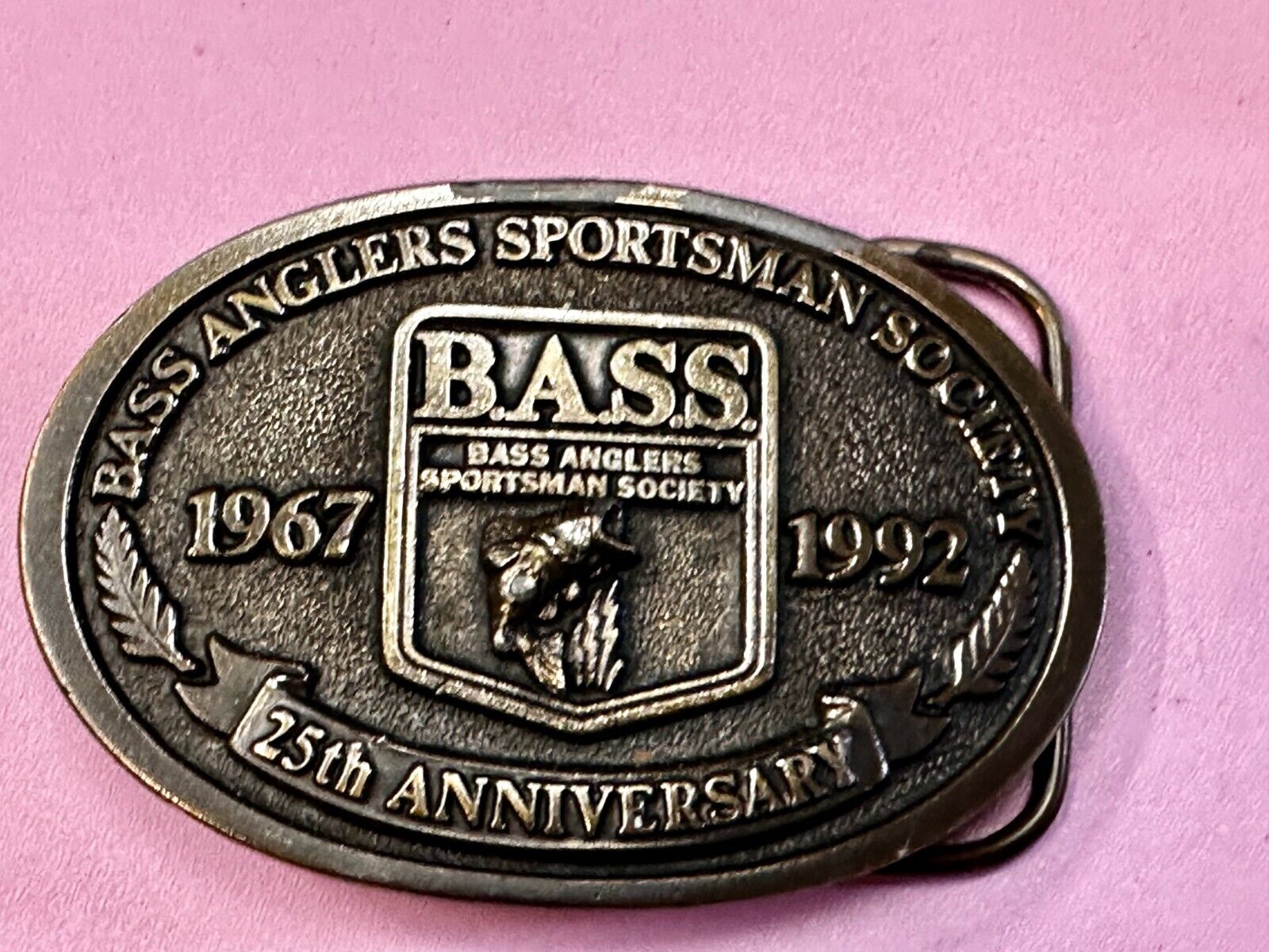 1992 Bass Anglers Sportsman Society Club 25th Anniversary Fishing Belt Buckle