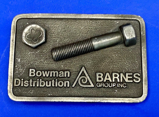VINTAGE 1970s **BOWMAN DISTRIBUTION BARNES GROUP INC.** BELT BUCKLE 