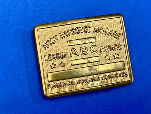 Vintage 70s AMERICAN BOWLING CONGRESS Most Improved ABC LEAGUE AWARD BELT BUCKLE
