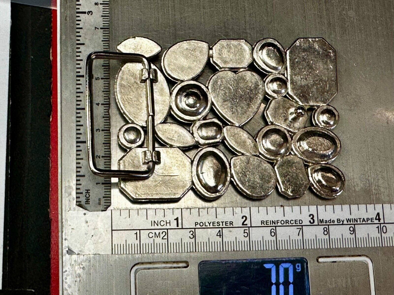 Unique Large Rhinestone's? Covering See Through Silver Tone Belt Buckle