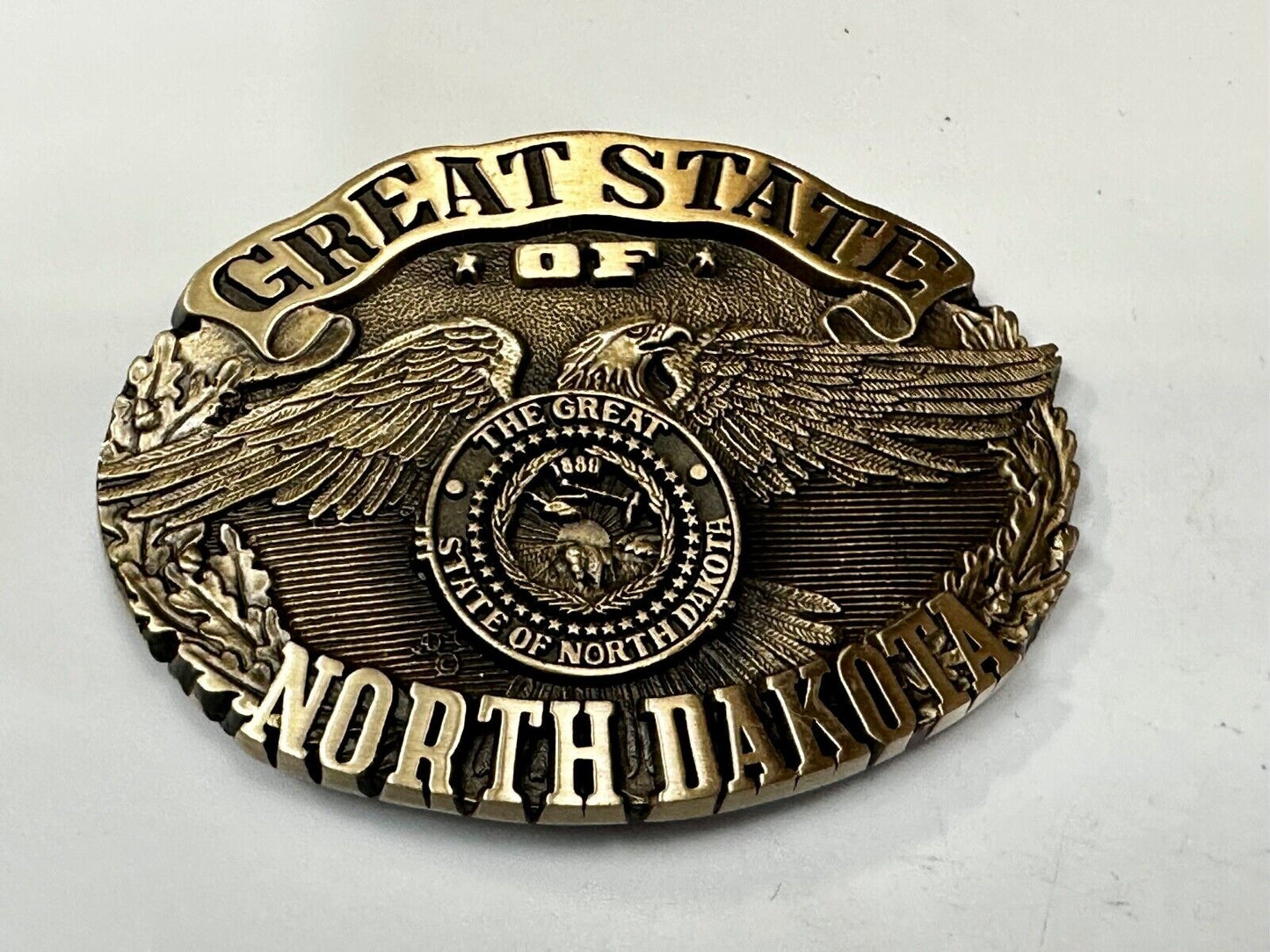 The Great State of North Dakota Vintage Award Design Medals 1st Edn Belt Buckle
