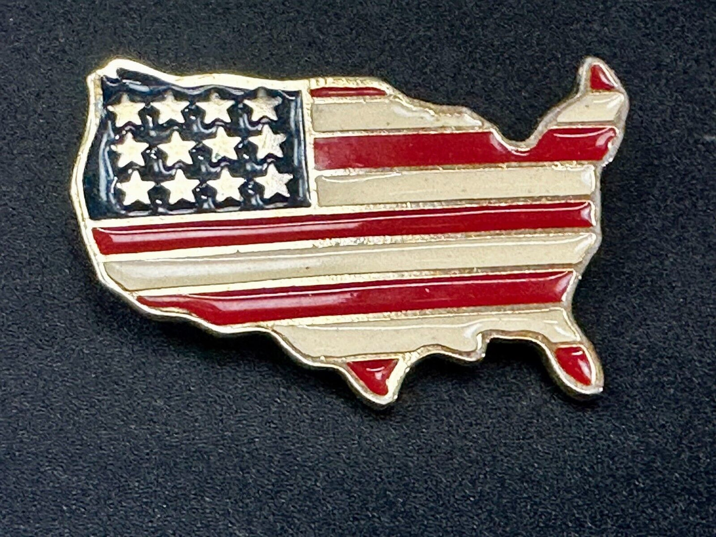 United States Map Cutout USA Country Vtg., Patriotic Brooch Pin Signed by Orion