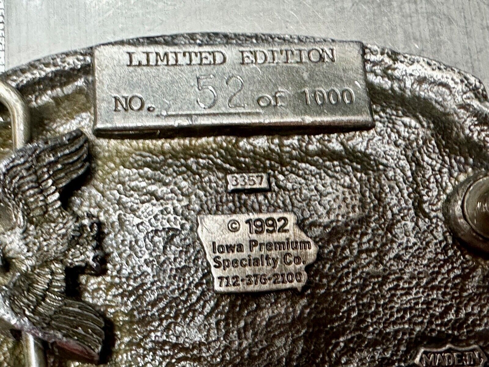 1992 Iowa Farmer seed days - State Farm Commemorative belt buckle