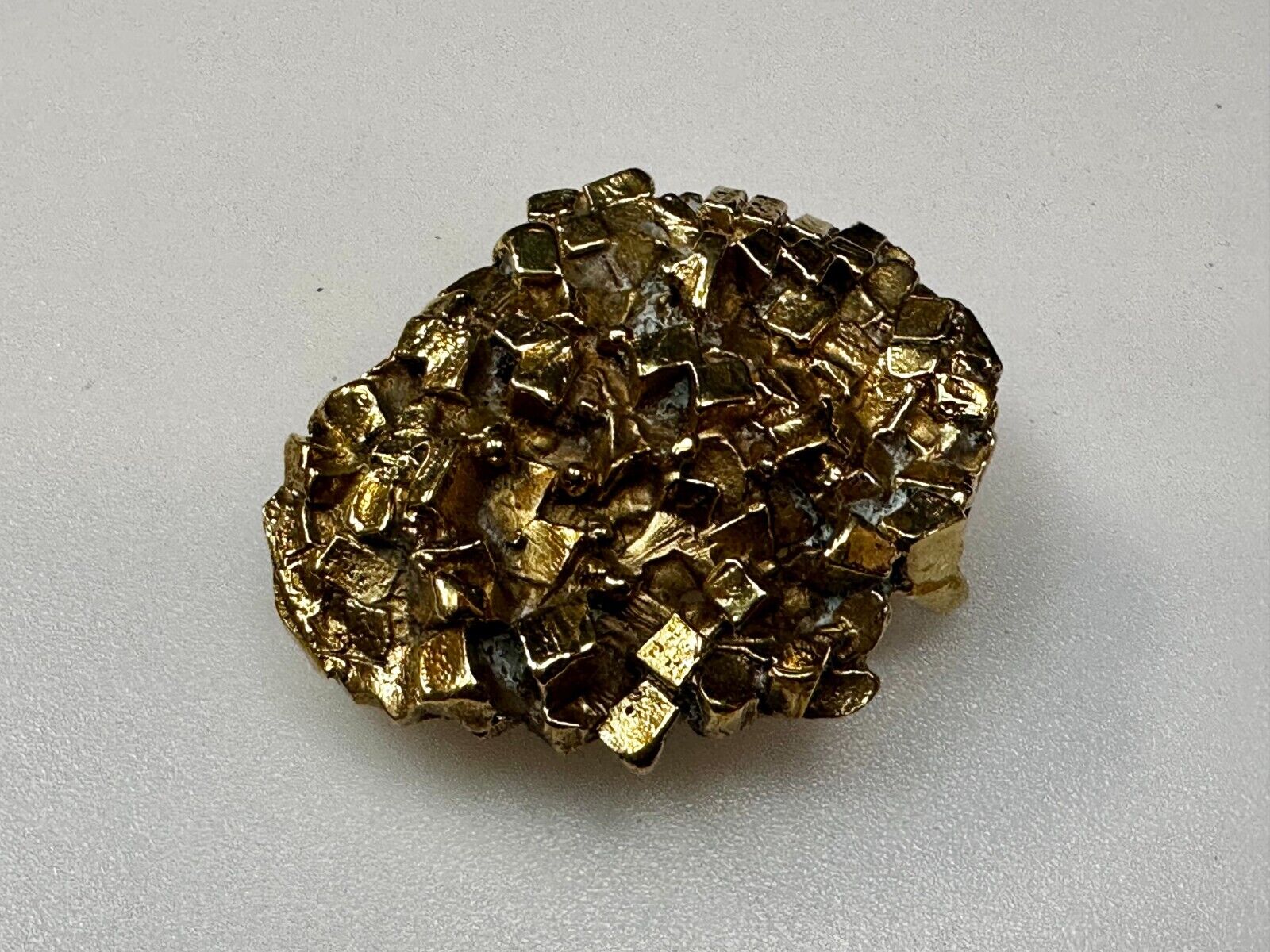 Unique Chunky Nugget Textured Brutalist Gold Tone Hippy Signed Belt Buckle