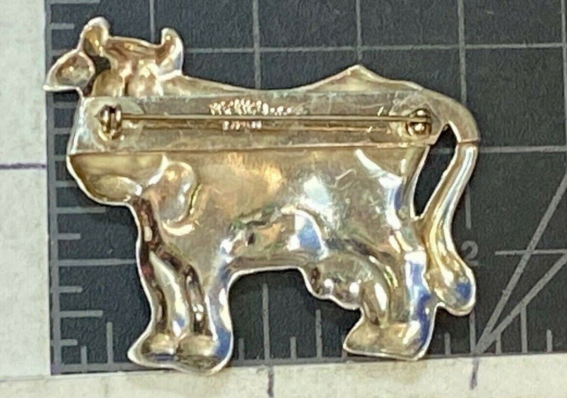 Vintage Dairy Cow Sterling Silver 925 Brooch Pin Mexico Taxco TJ-01 Over 14g