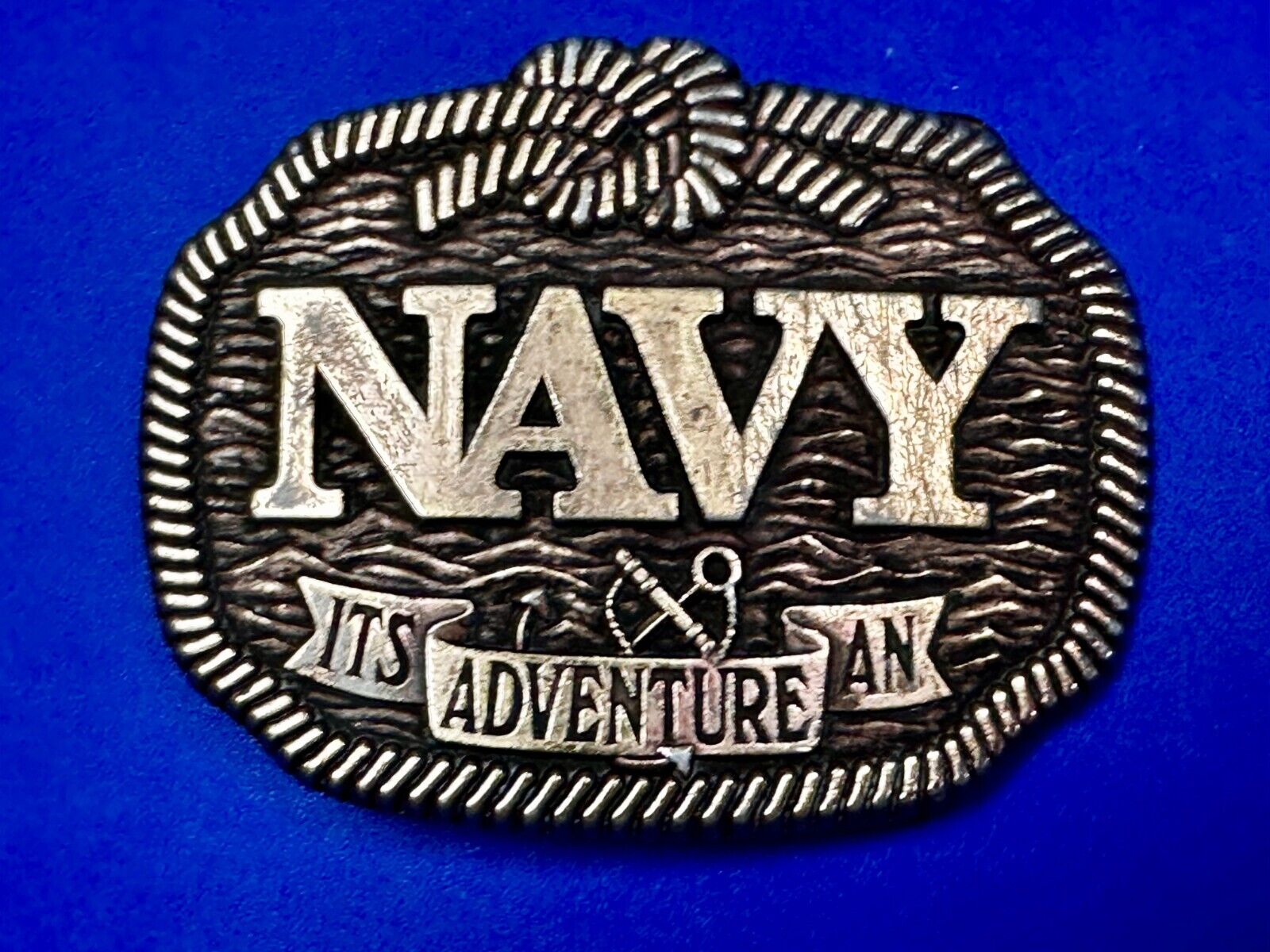 United States NAVY  Its An Adventure Rope Waves Anchor Belt Buckle - to paint