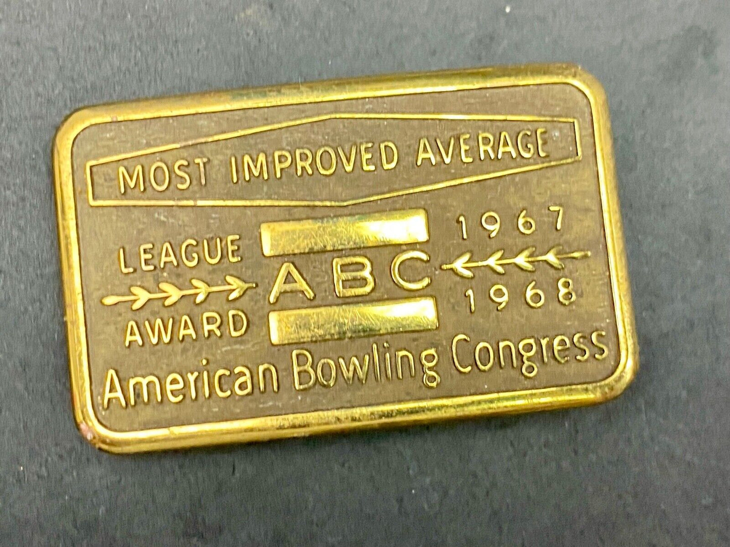 Abc Bowling Bowler's Blank Most Improved Average Award 1967  68 Belt Buckle