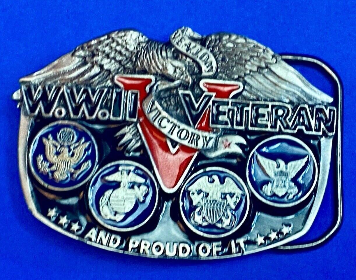 Usa Army World War Ww2 Veteran And Proud Of It! Great American Belt Buckle 