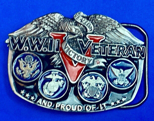 Usa Army World War Ww2 Veteran And Proud Of It! Great American Belt Buckle 