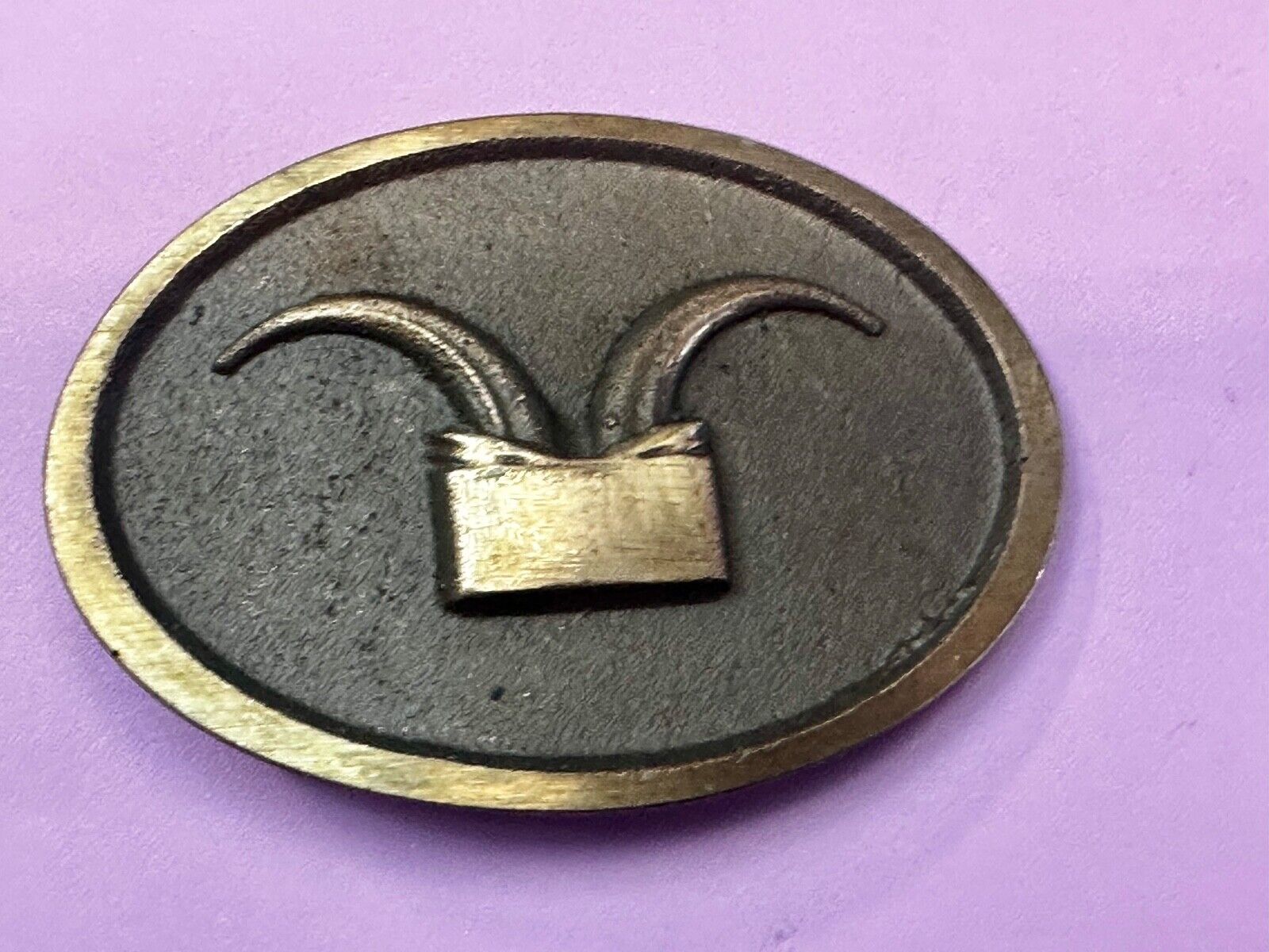 Abstract Ram Horn Ranch Symbol Vintage Western Oval Belt Buckle