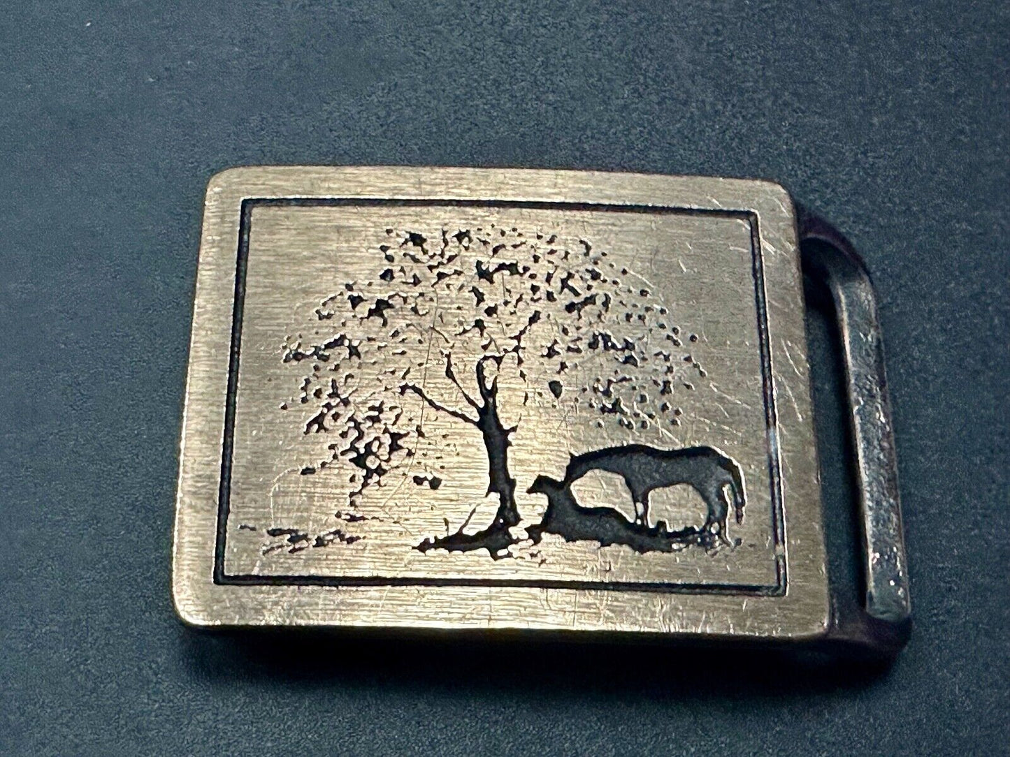 Two Horses - Vintage Tech Ether Guild ART belt buckle