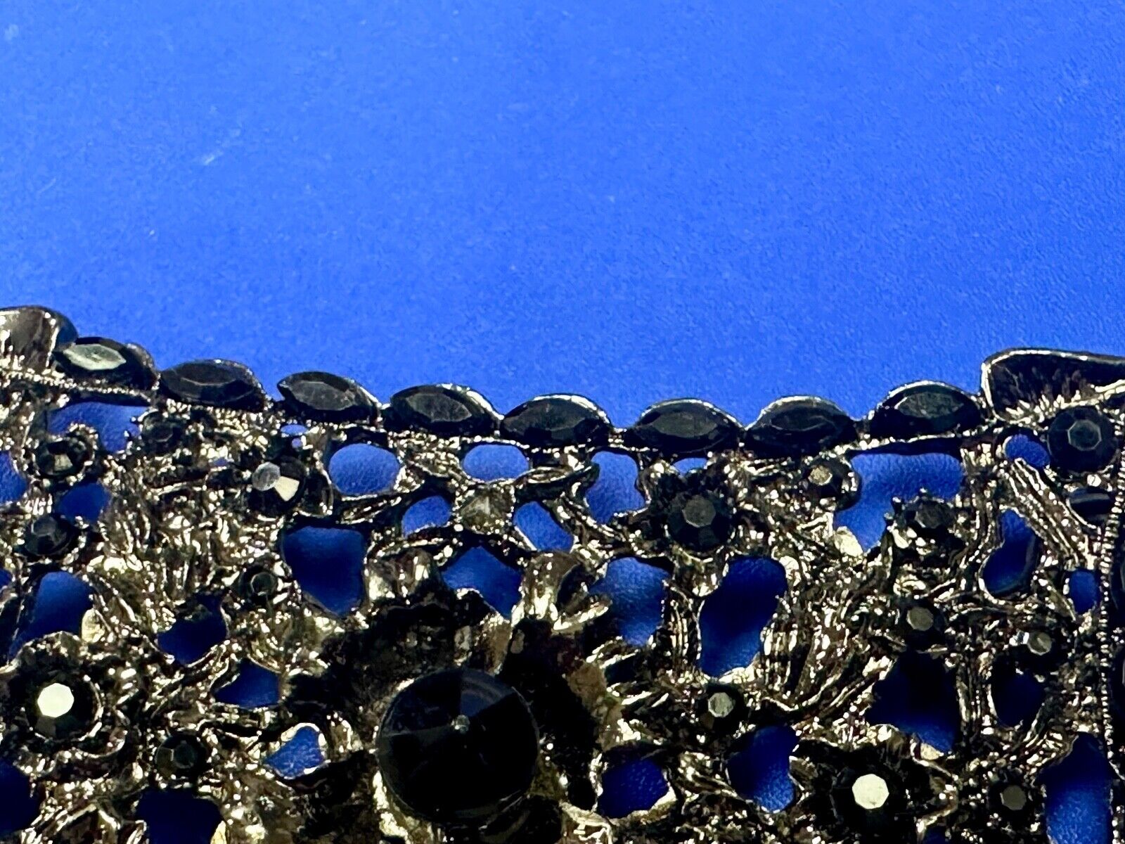 Unique black Victorian vibe black Rhinestone accented see through Belt Buckle