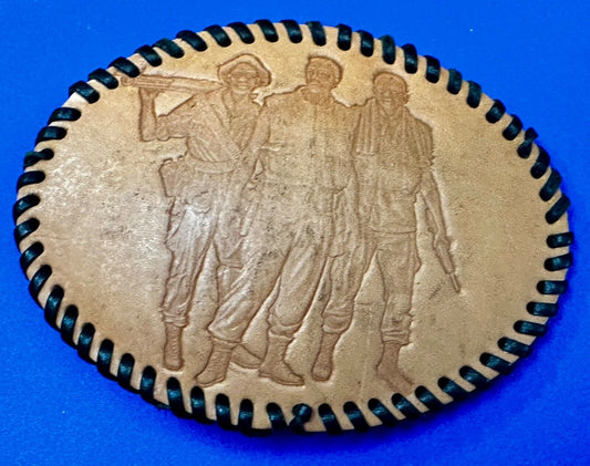 Three Soldiers Statue Vietnam War Memorial Leather Washington DC Belt Buckle