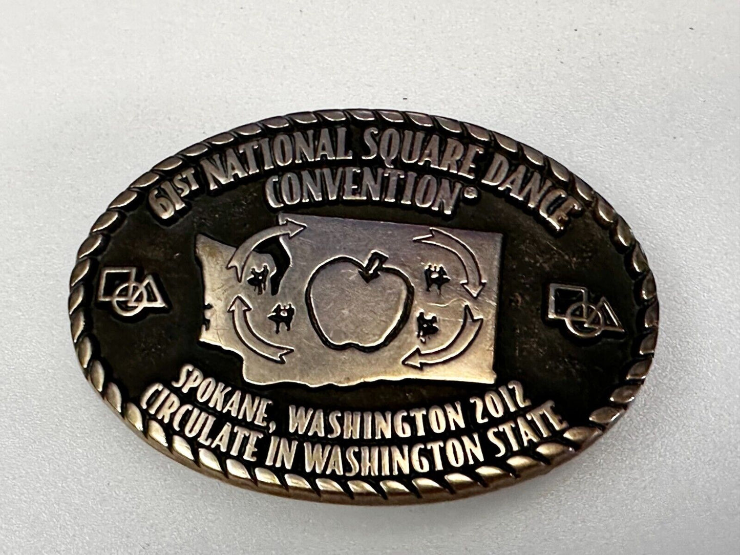 61st National Square Dance Convention Circulate in WA State Spokane Belt Buckle
