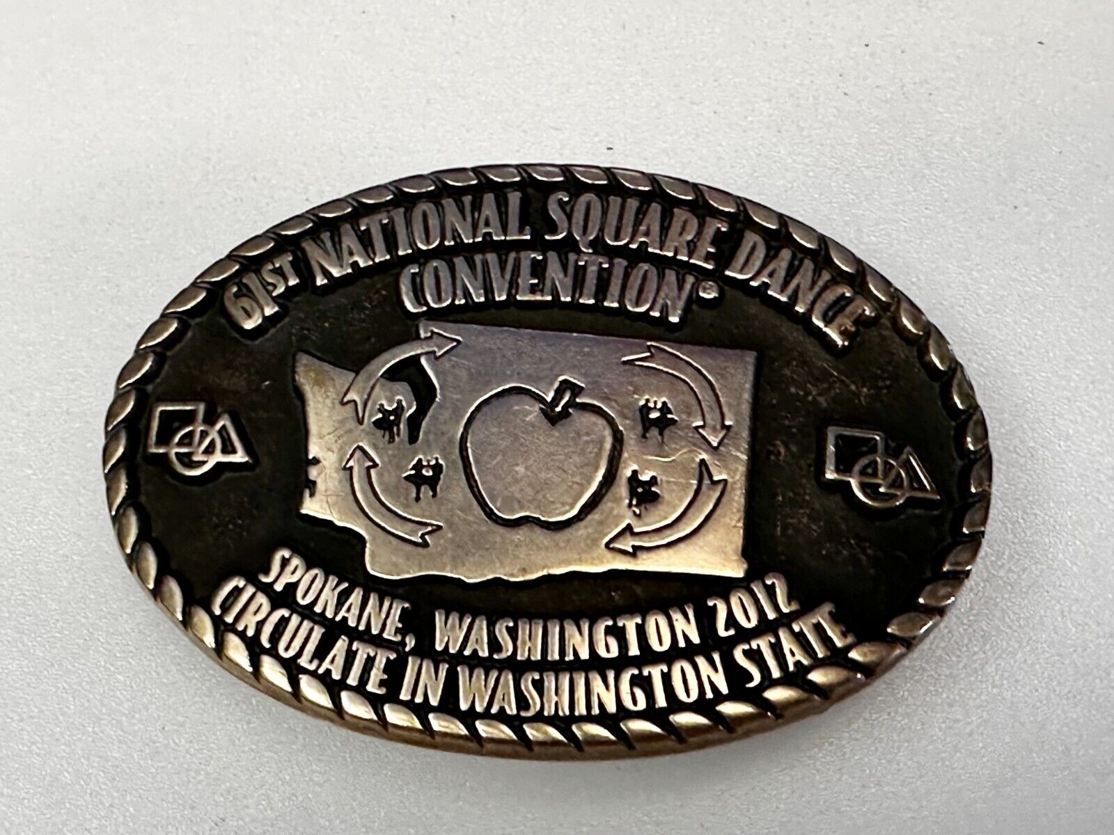 61st National Square Dance Convention Circulate in WA State Spokane Belt Buckle