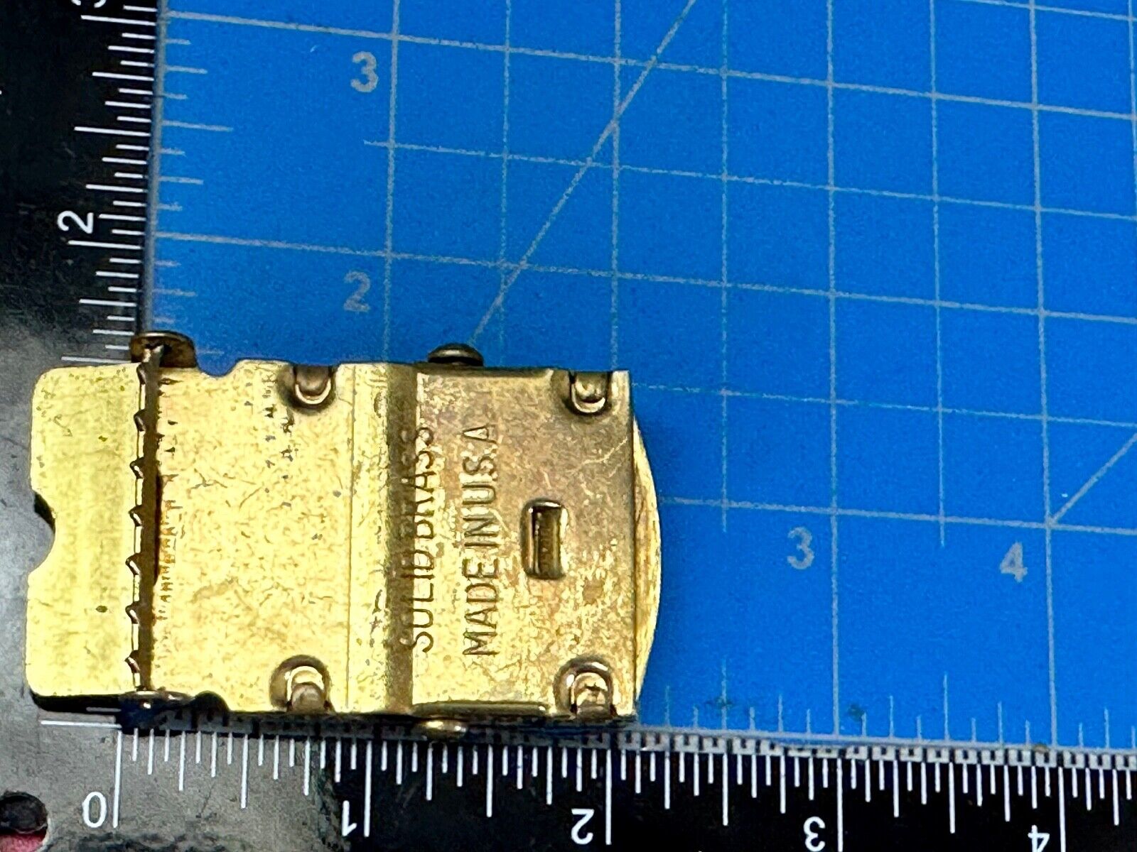 Artisan Mountain scene - Mixed Wood Top Solid Brass Ratchet Dress Belt Buckle