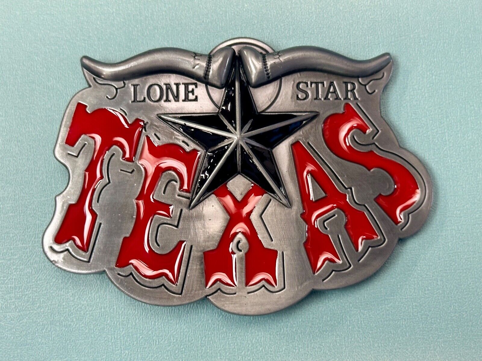 Texas The Lone Star State Cowboys TX Longhorn raised 4" Buckle Rage Belt Buckle