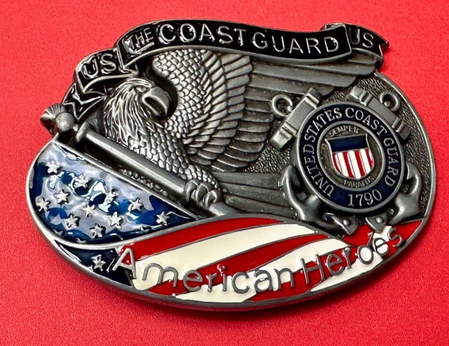 US Coast Guard America's Heroes - since 1790 Patriotic United States belt buckle