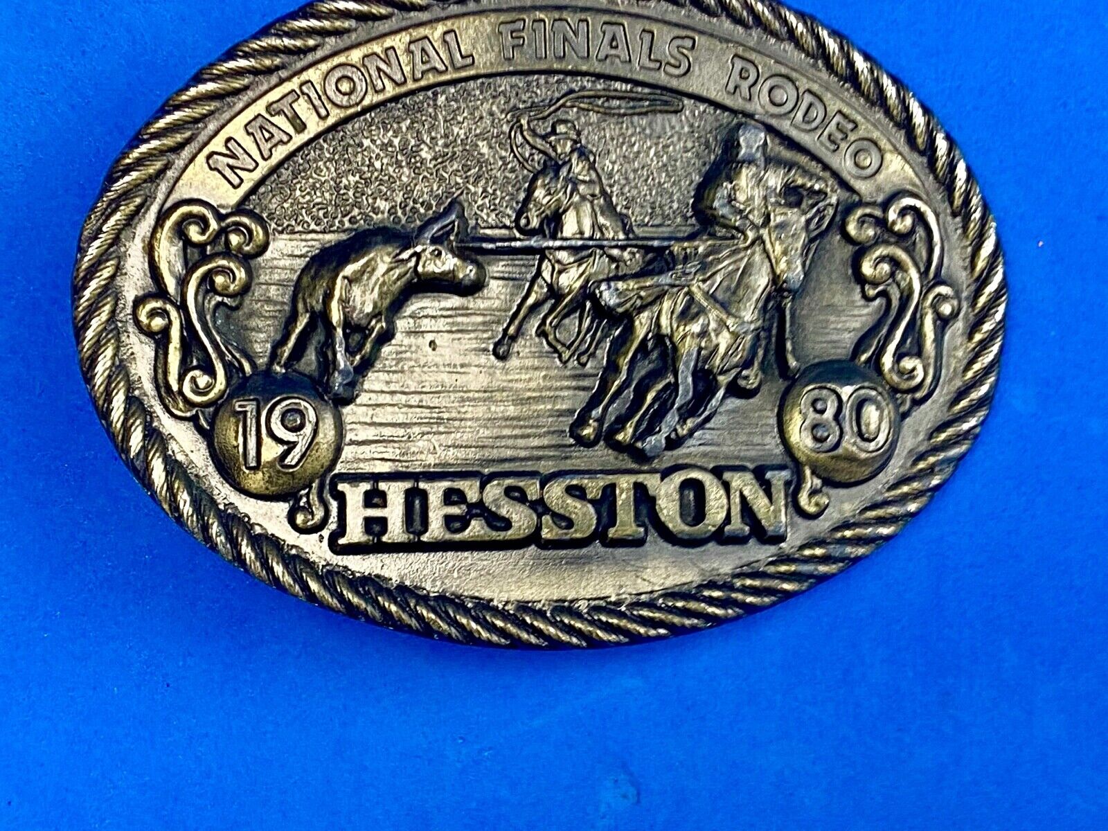 1980 NFR National Finals Rodeo Hesston Adult Cowboy Collectors Belt Buckle