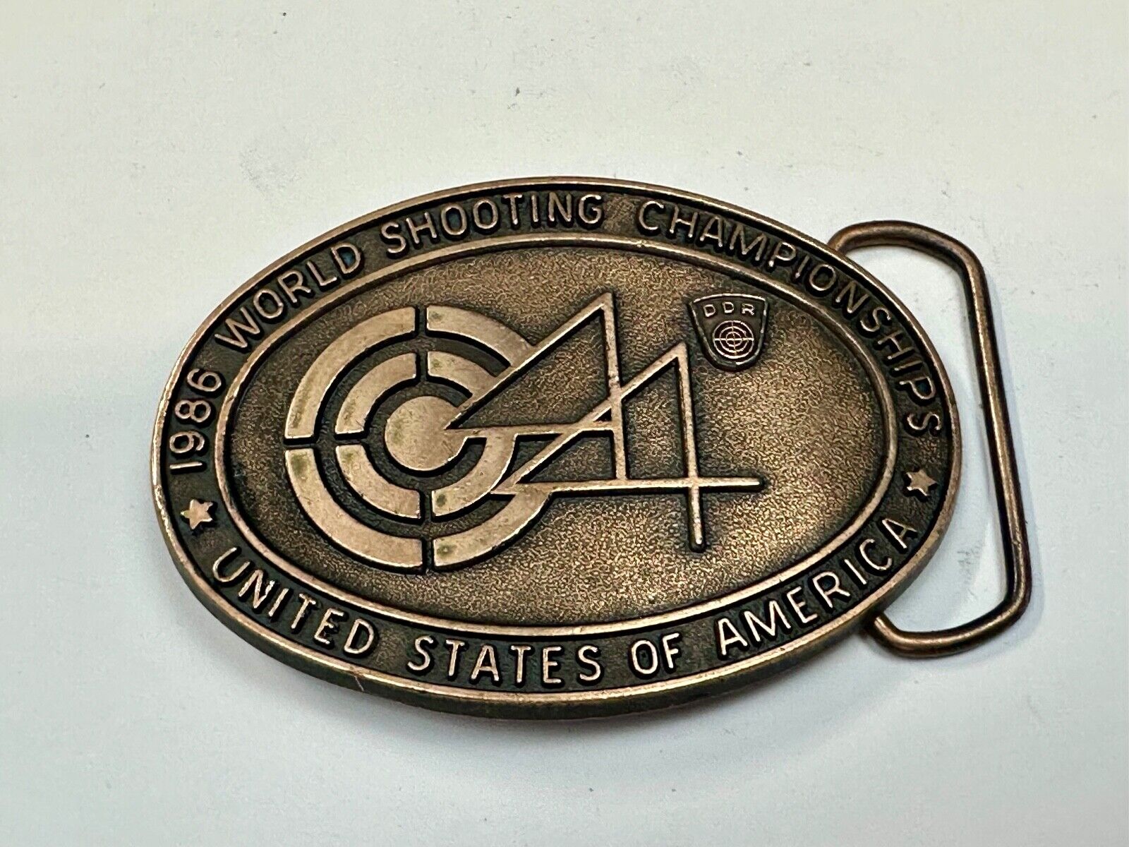 1986 Shooting TeamUSA World Shooting Championships Vintage belt buckle