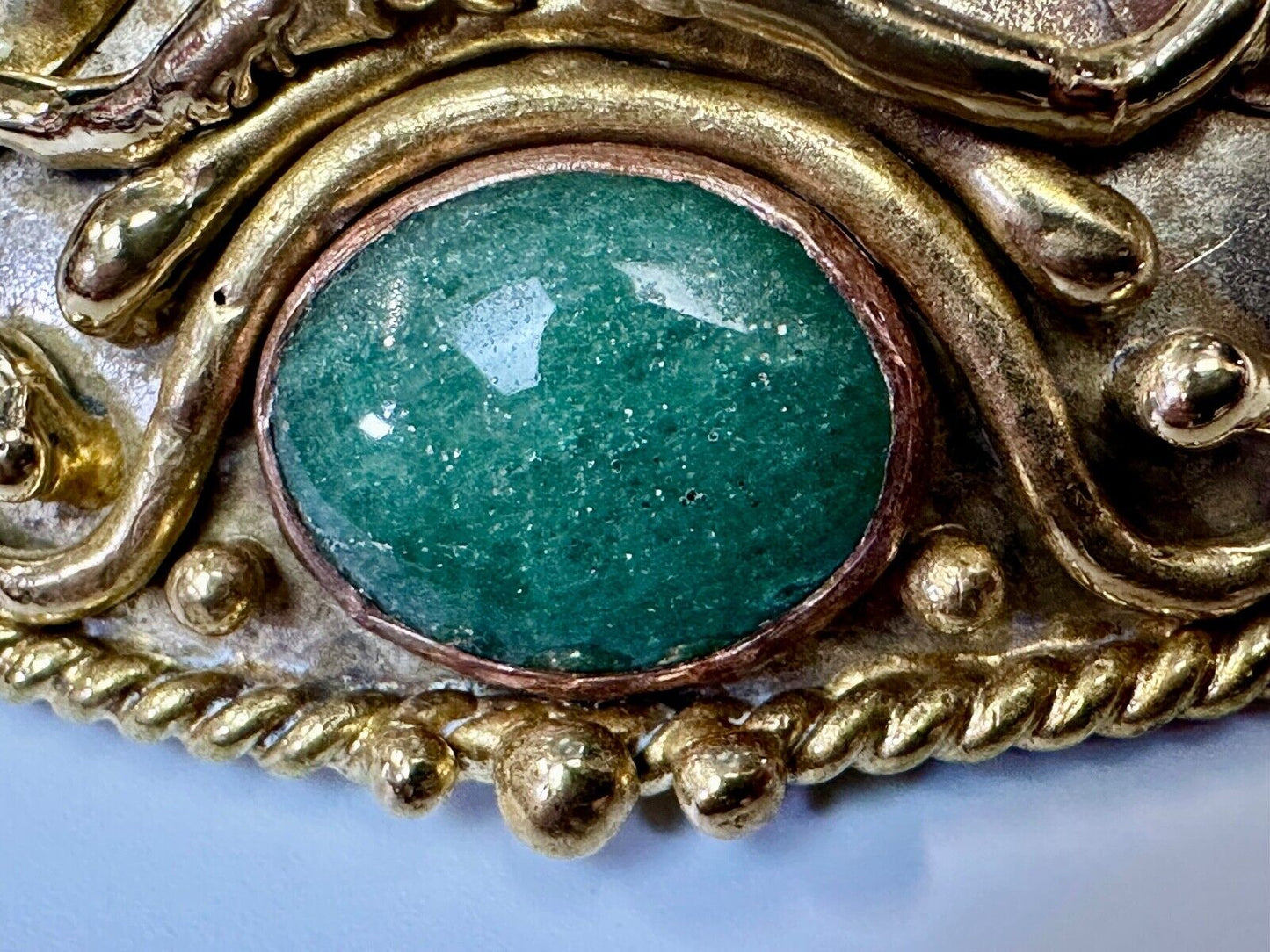 two tone LEAF theme unknown to me! green turquoise? Artisan western belt slide