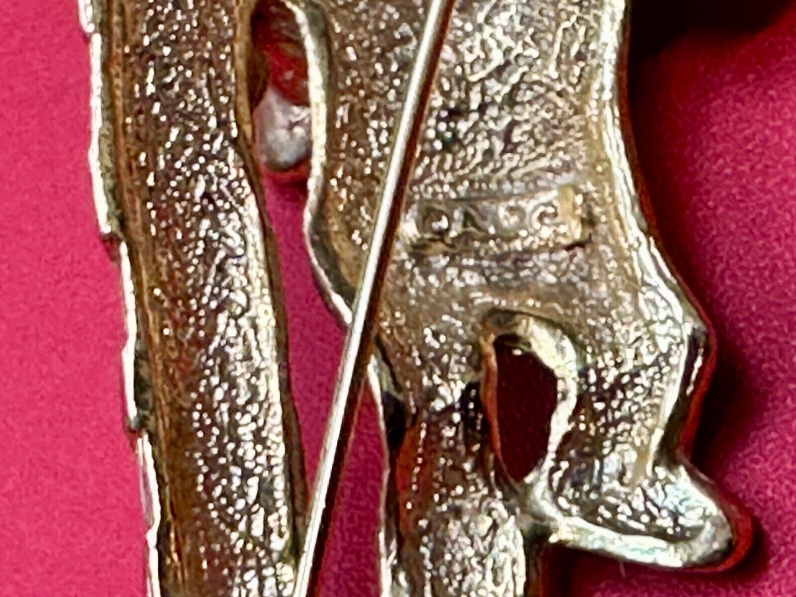 AJC signed MOUSE on Candy Cane Holliday Pin /  Brooch