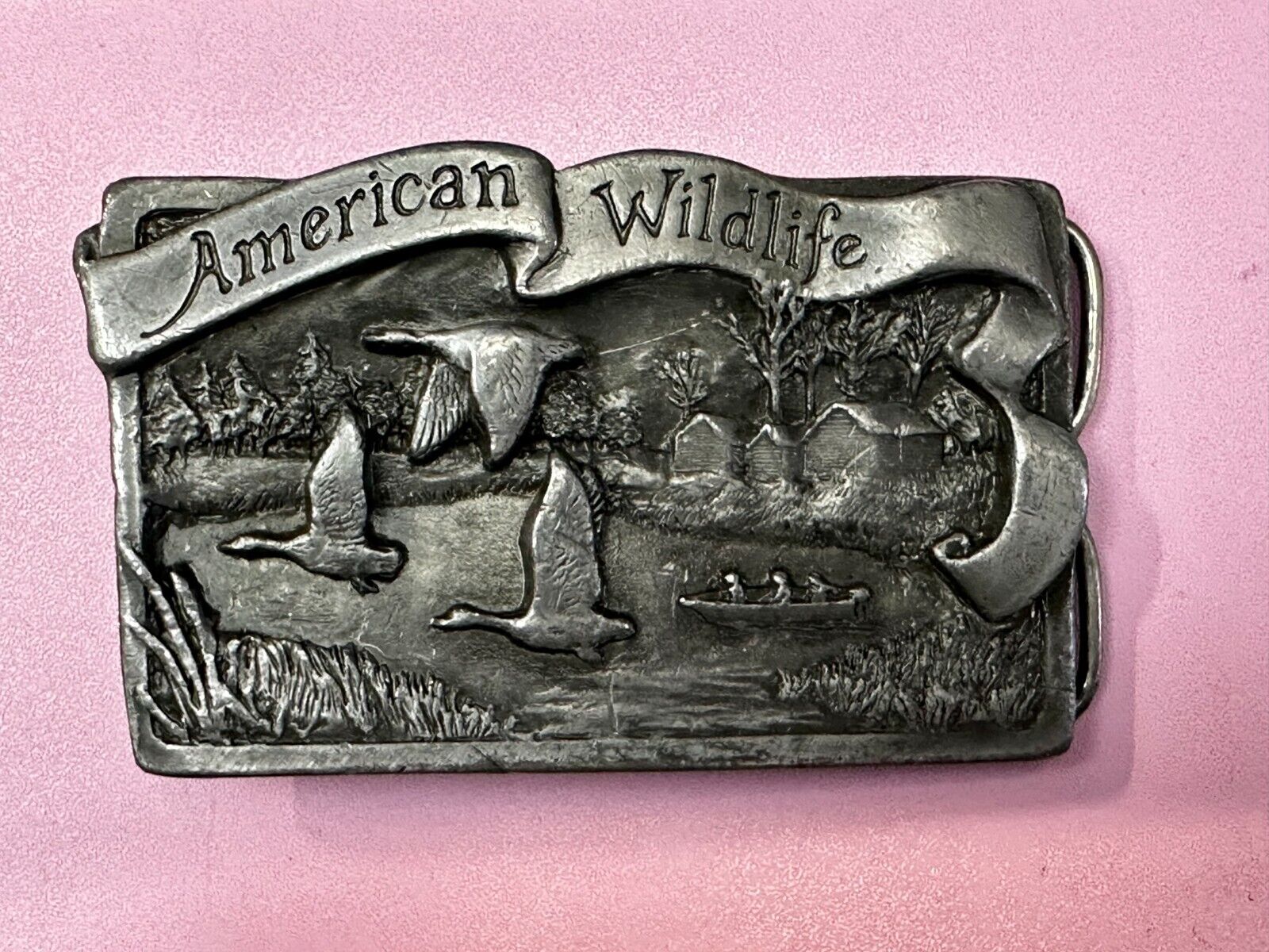 American Wildlife Birds Ducks Hunting Commemorative Vintage 1987 Belt Buckle