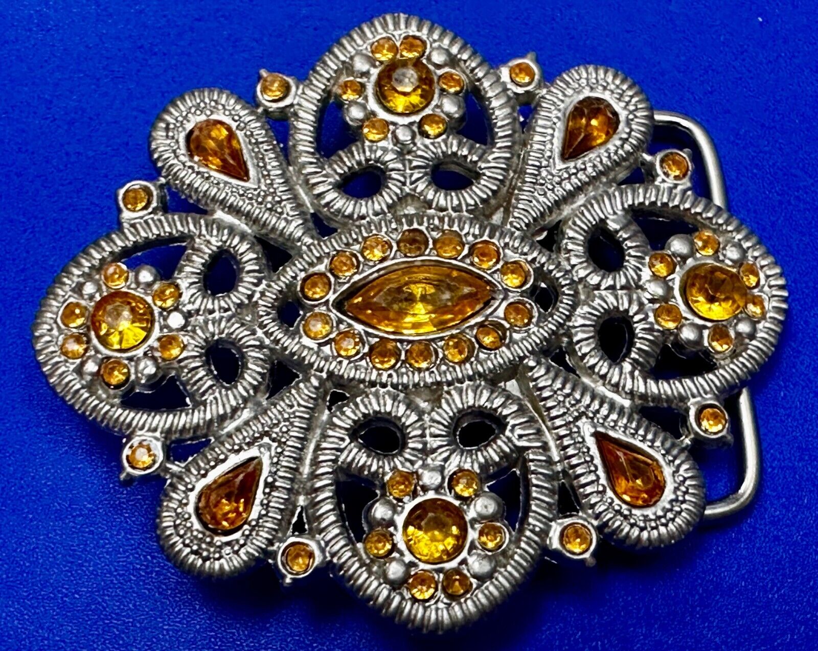 Victorian Style Yellow Rhinestone Jeweled Women's Ladies Fashion Belt Buckle