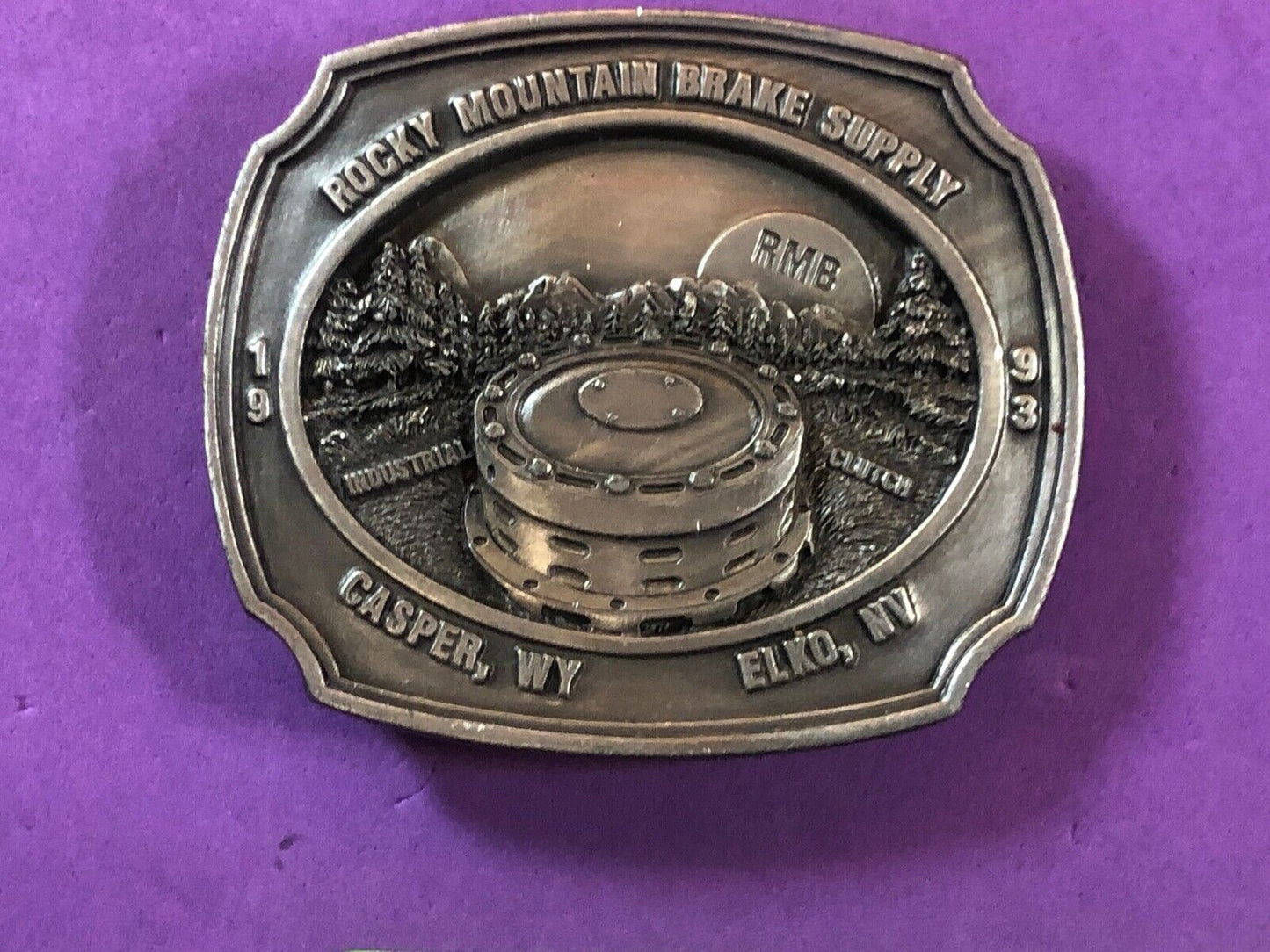 Vtg 1993, Rocky Mountain Brake Supply,  Casper WY, Elko NV, Siskiyou belt buckle