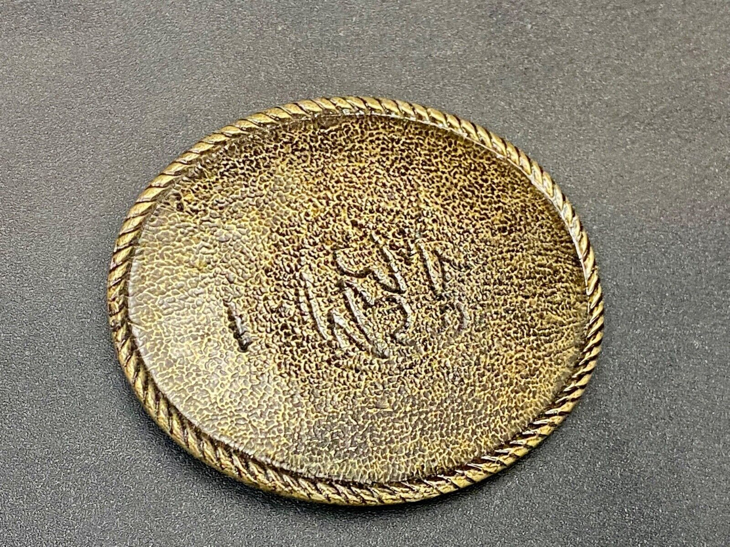 Unknown Markings On Brass Tone Rope Boarder Belt Buckle  - Project?