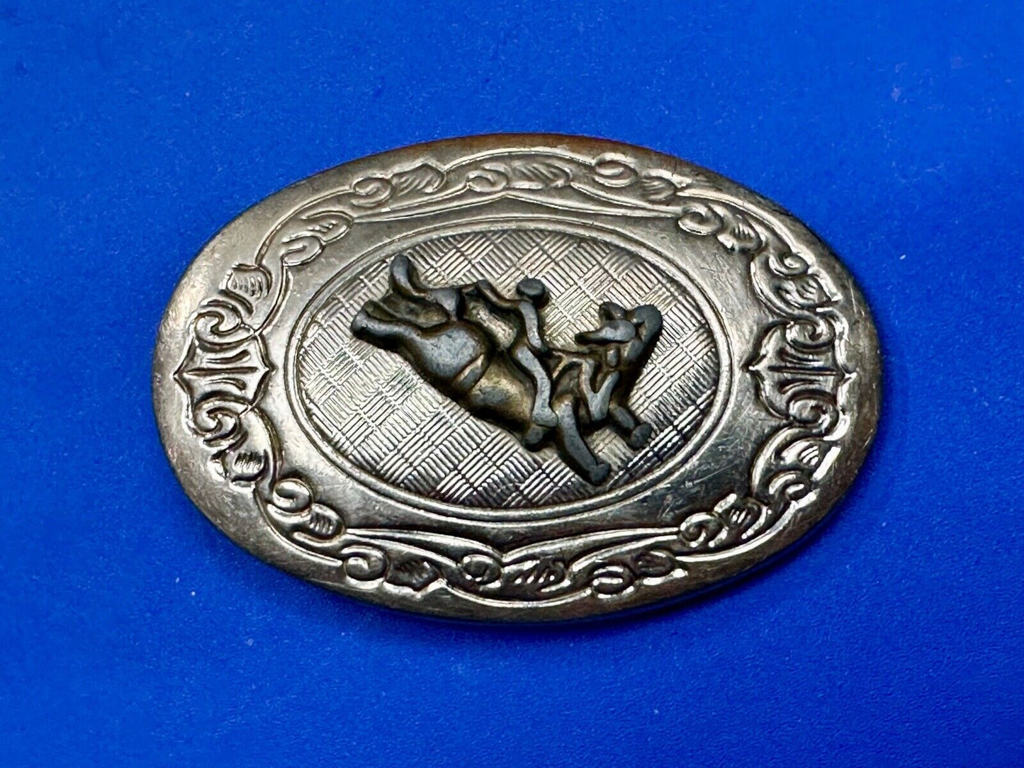 Vintage Cowboy Saddle Bronc 3" wide western oval belt buckle
