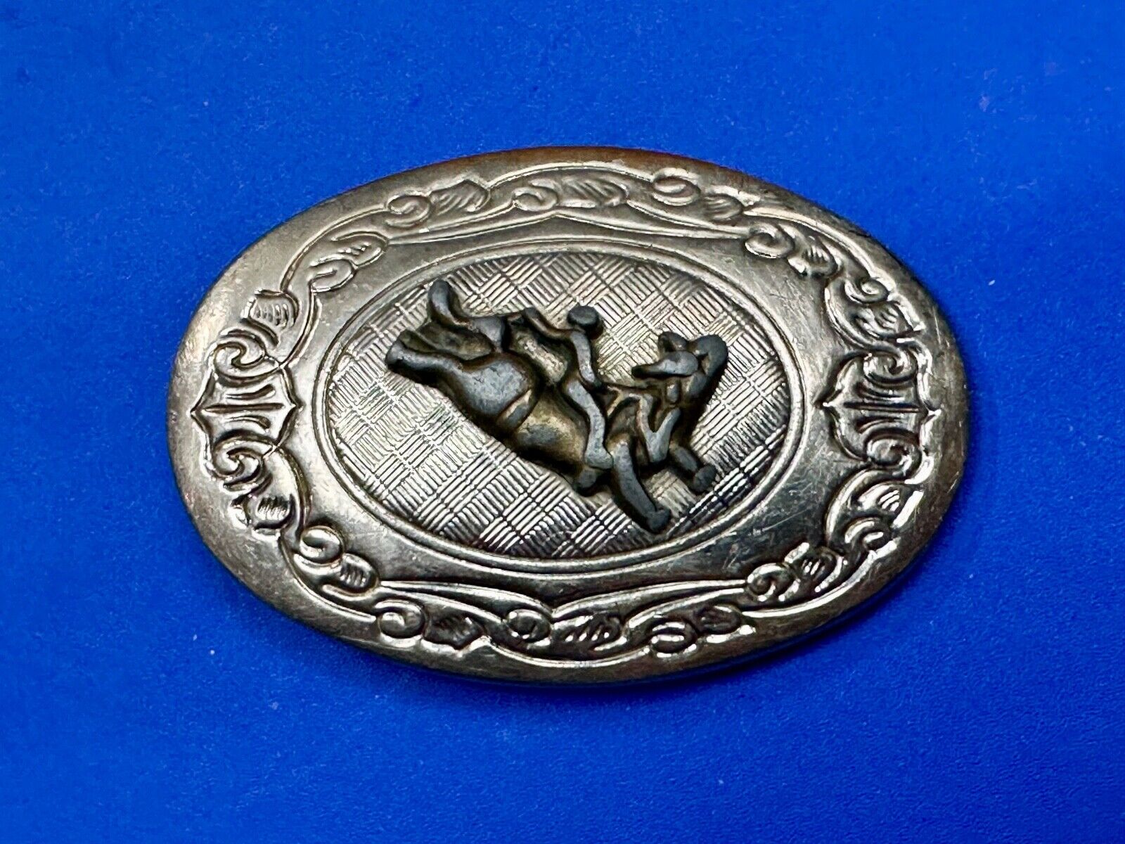 Vintage Cowboy Saddle Bronc 3" wide western oval belt buckle