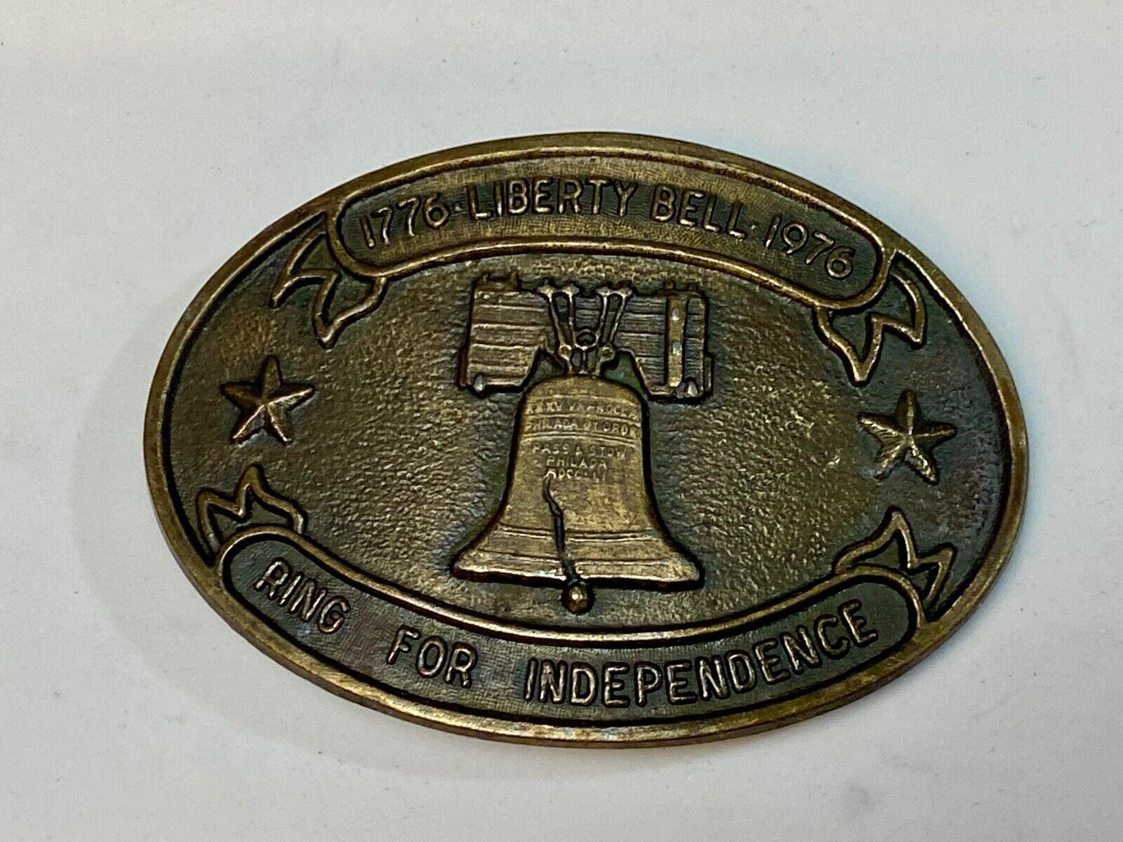 Bicentennial 1776-1976 Liberty Bell,  Ring for Independence Oval Belt Buckle
