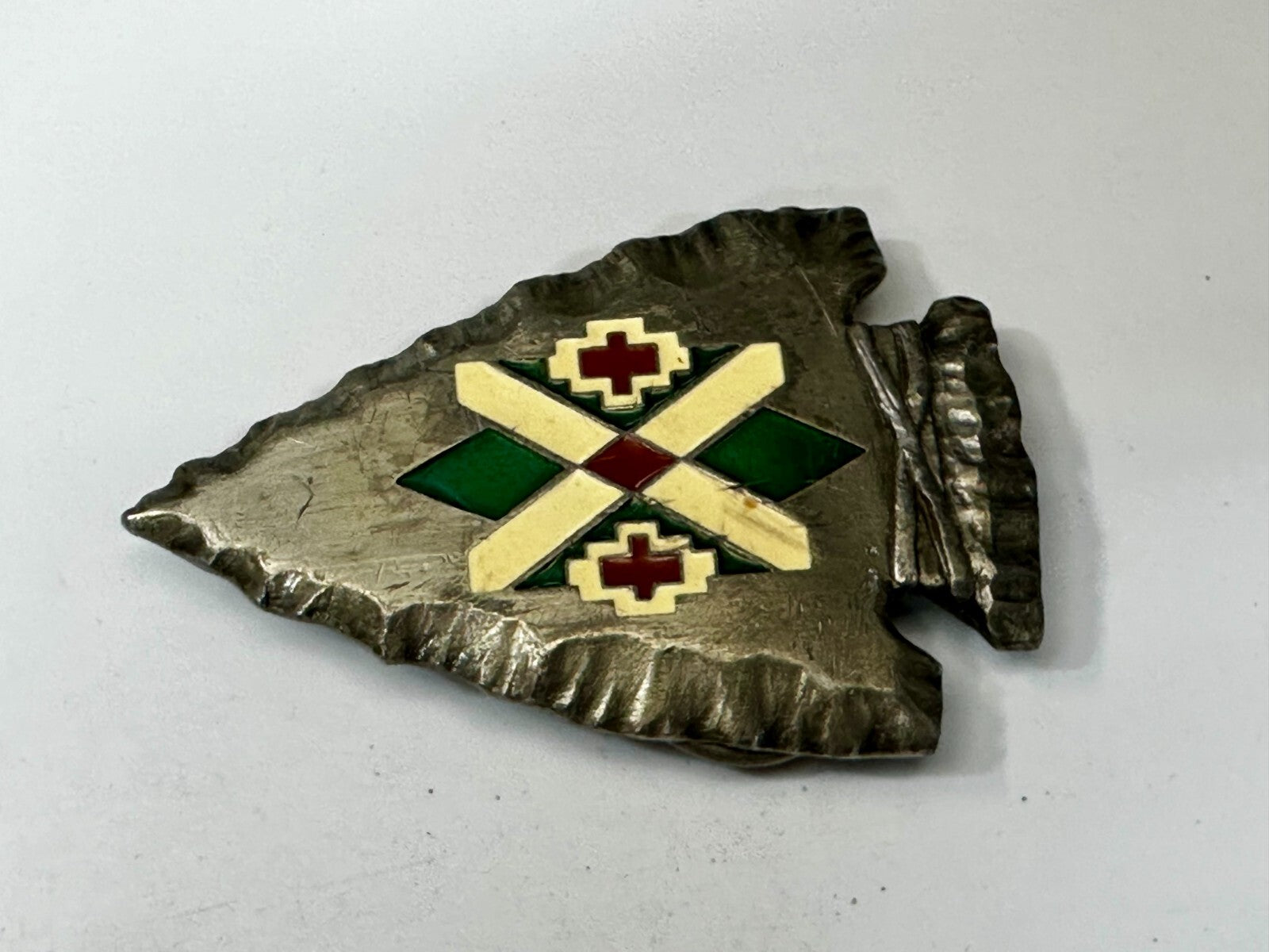 Arrowhead Native American Tribal Art Pattern VTG 1991 Siskiyou Belt Buckle U-92